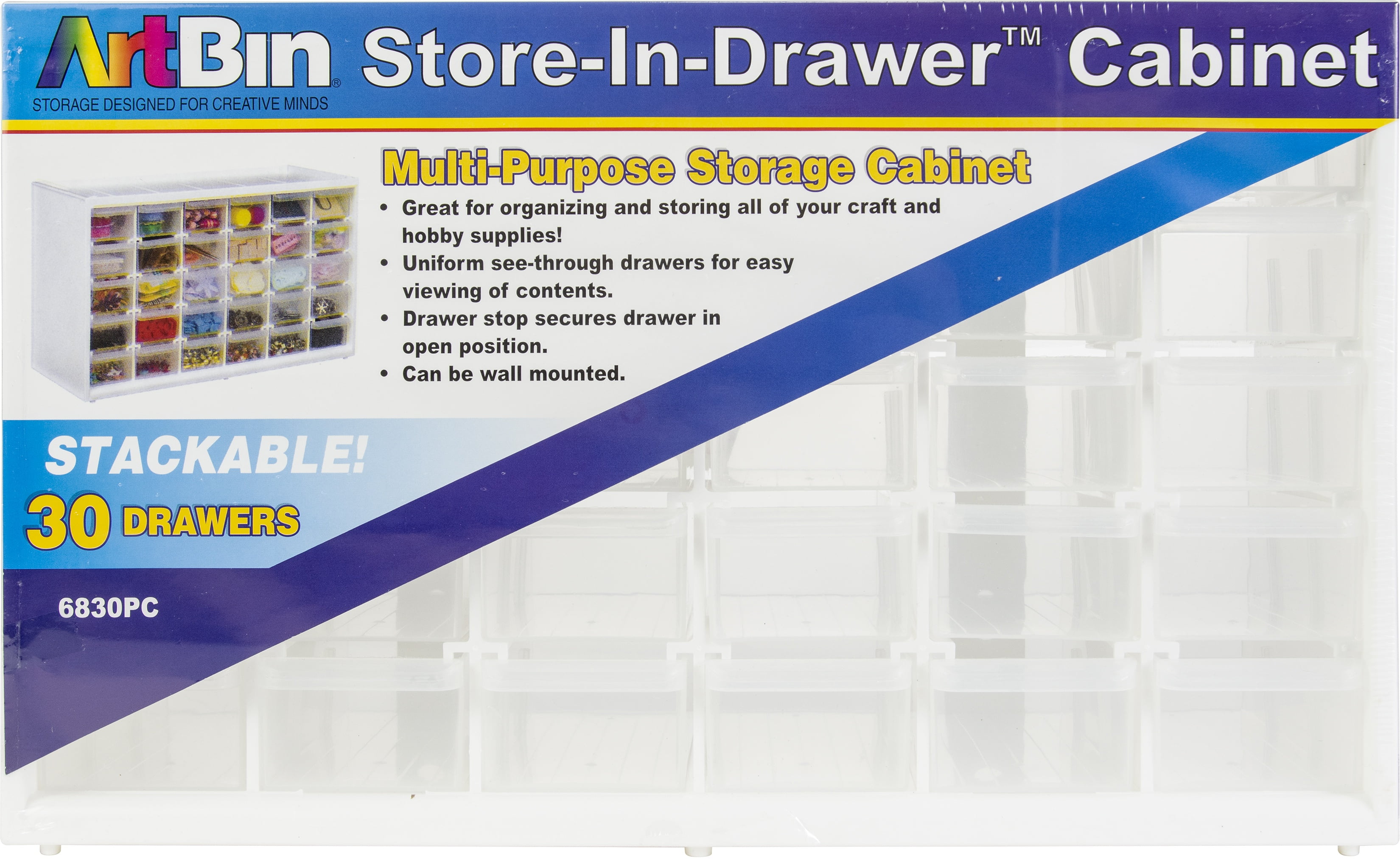 ArtBin, Store-In-Drawer Cabinet, 30 Compartment Drawers, White, Arts and Crafts Storage Case, 1 Piece, 6830PC