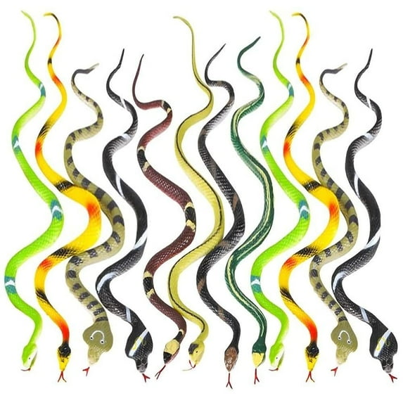 ArtCreativity Halloween Rubber Snake Toys – 12 Realistic 14" Fake Snakes, Fun Prank Props & Non-Candy Trick-or-Treat Favors for Kids Ages 3+