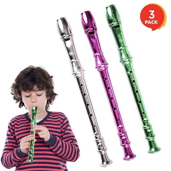 ArtCreativity 13" Metallic Flute Set – 3 Colorful Plastic Musical Instruments for Kids Ages 3+, Toddlers, Boys & Girls, Fun Music Toys & Party Favors