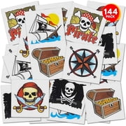 ArtCreativity 144 Piece Pirate Temporary Tattoos for Kids Ages 3+   Assorted Bulk Party Favors Fun Body Art