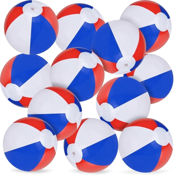 ArtCreativity 16-inch Patriotic Inflatable Beach Balls 12-pack, USA Flag Design Pool Toys for Kids Ages 3+, 4th of July Decorations