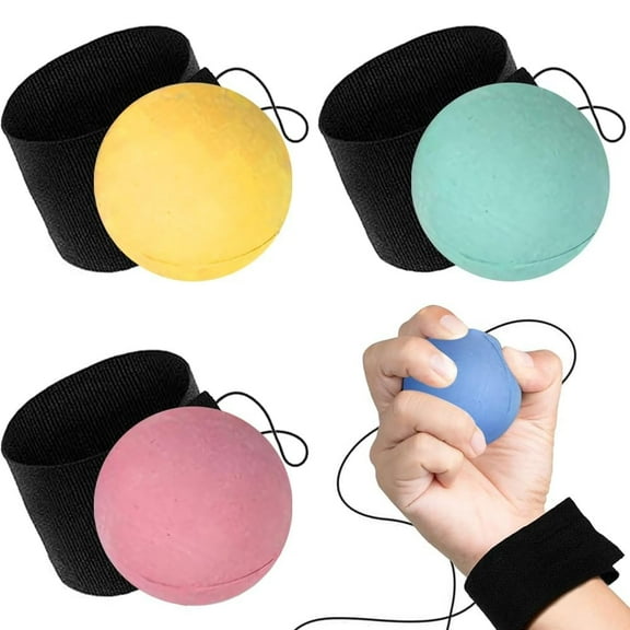 ArtCreativity 2.25" Foam Return Balls Set of 4 Durable Rebound Balls with String, Assorted Colors, Kids Sports Toy, Party Favors & Gifts