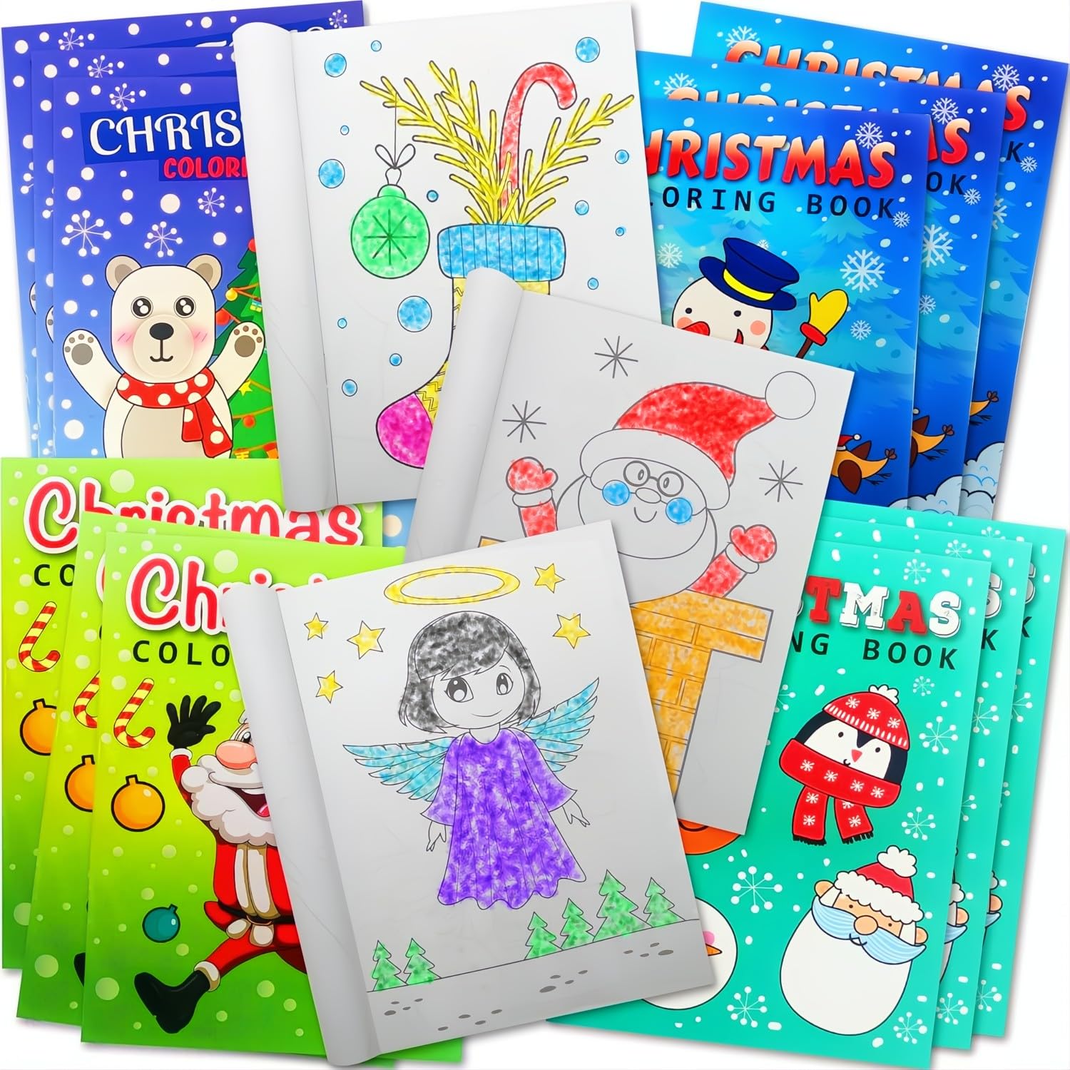 ArtCreativity 20Pack Christmas Coloring Book for Kids Bulk, Mini
