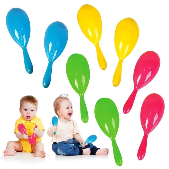 ArtCreativity 4-inch Plastic Neon Maracas for Kids Ages 3+, 12 Pairs Handheld Music Shakers, Fun Noise Makers, Toy Instruments, Birthday Party Favors