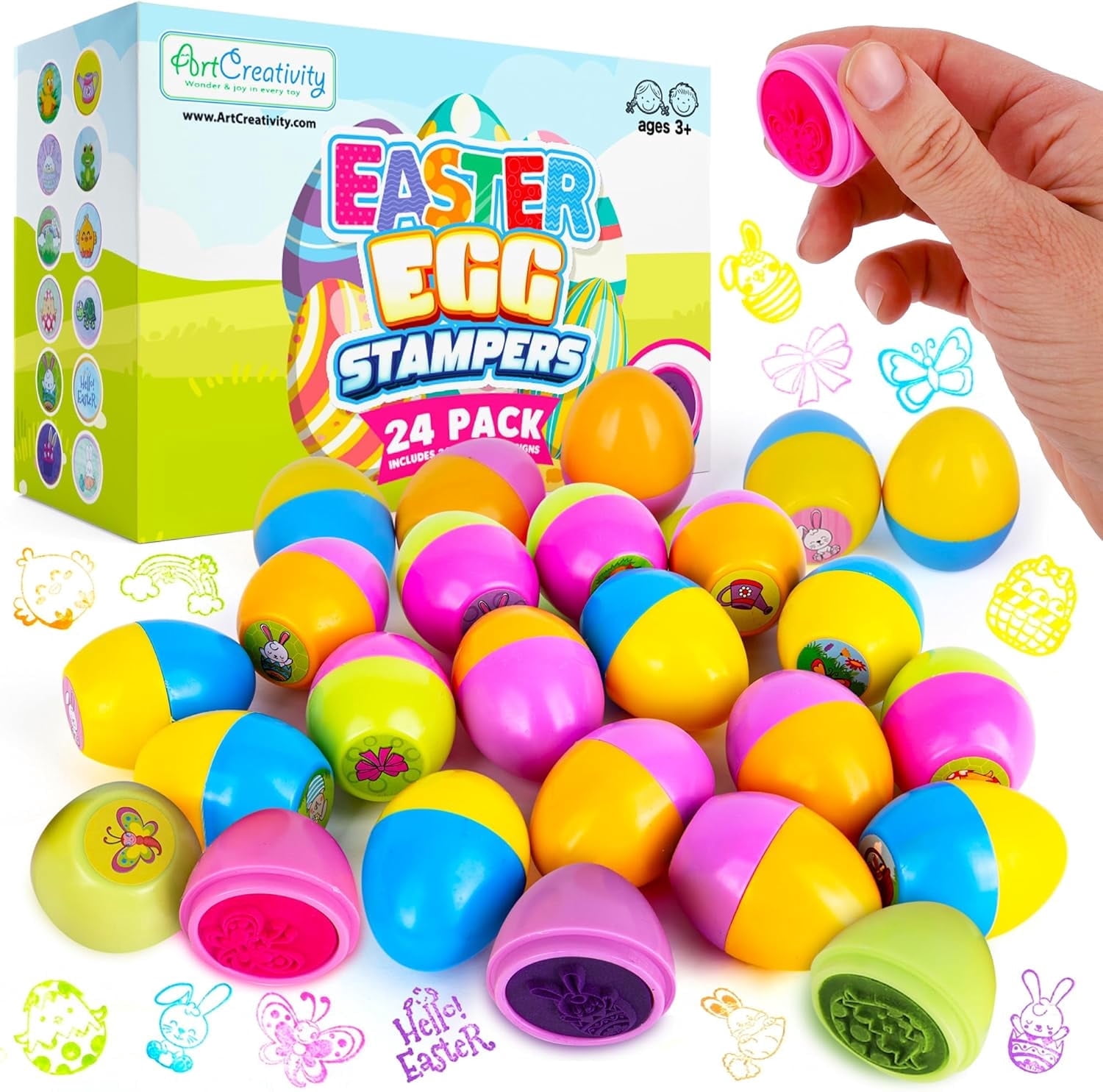How Draw Flash ArtCreativity 24-pack Easter Egg Stampers for Kids Ages 3+ – Self ...