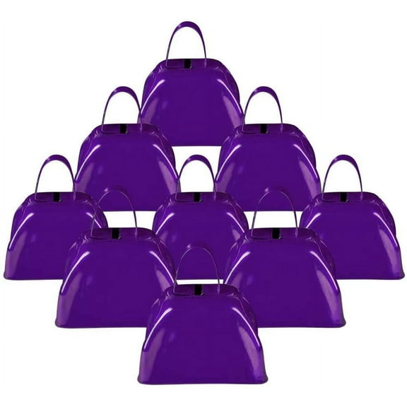 ArtCreativity 3" Purple Metal Cowbell Noisemakers - pack of 12 - Loud Sports & Party Noise Makers
