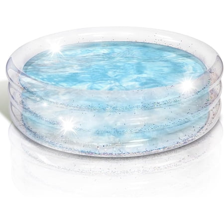 ArtCreativity Sparkly Inflatable Kiddie Pool – 3-Level Blow-Up Baby Pool for Kids, Small Backyard Swimming Pool with Cushioned Bottom for Toddlers