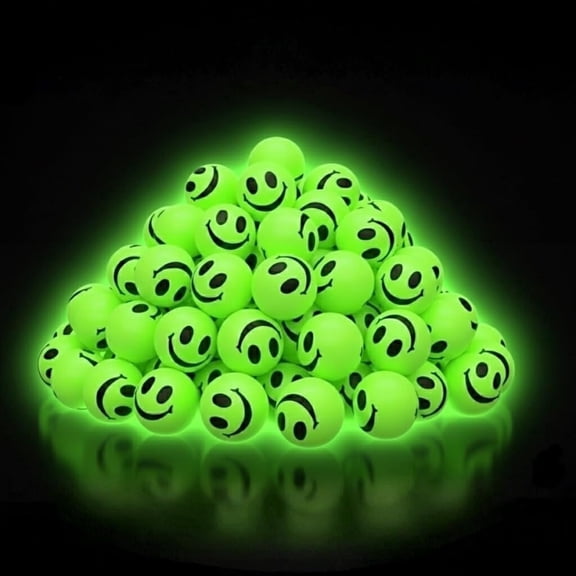 ArtCreativity Glow in the Dark Bouncing Balls – 36‑Count Smiley Face Party Favors for Kids Ages 3+, Fun Birthday and Playtime Toy