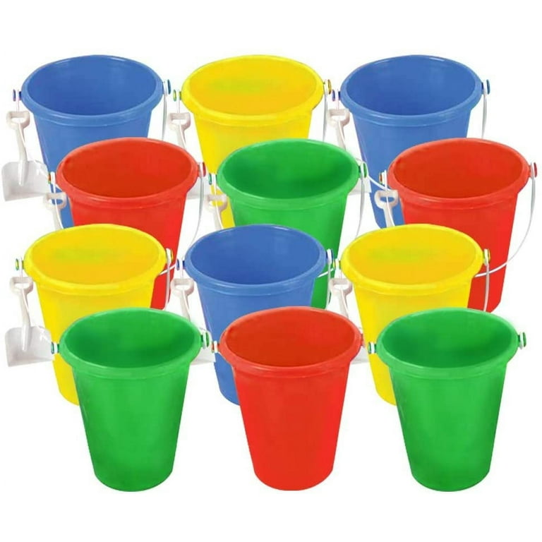 ArtCreativity 6 inch Plastic Beach Pail Shovel Set Toy Pack of 12