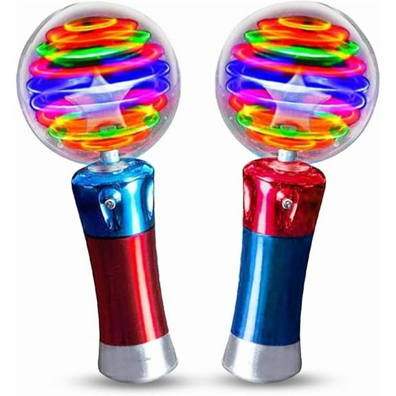 ArtCreativity Spinning Light Up Wand 2 Pack Sensory Wand Toys for Kids with Spinning Ball, LED Lights Fun Sensory Toys for Autistic Kids Ages 3+