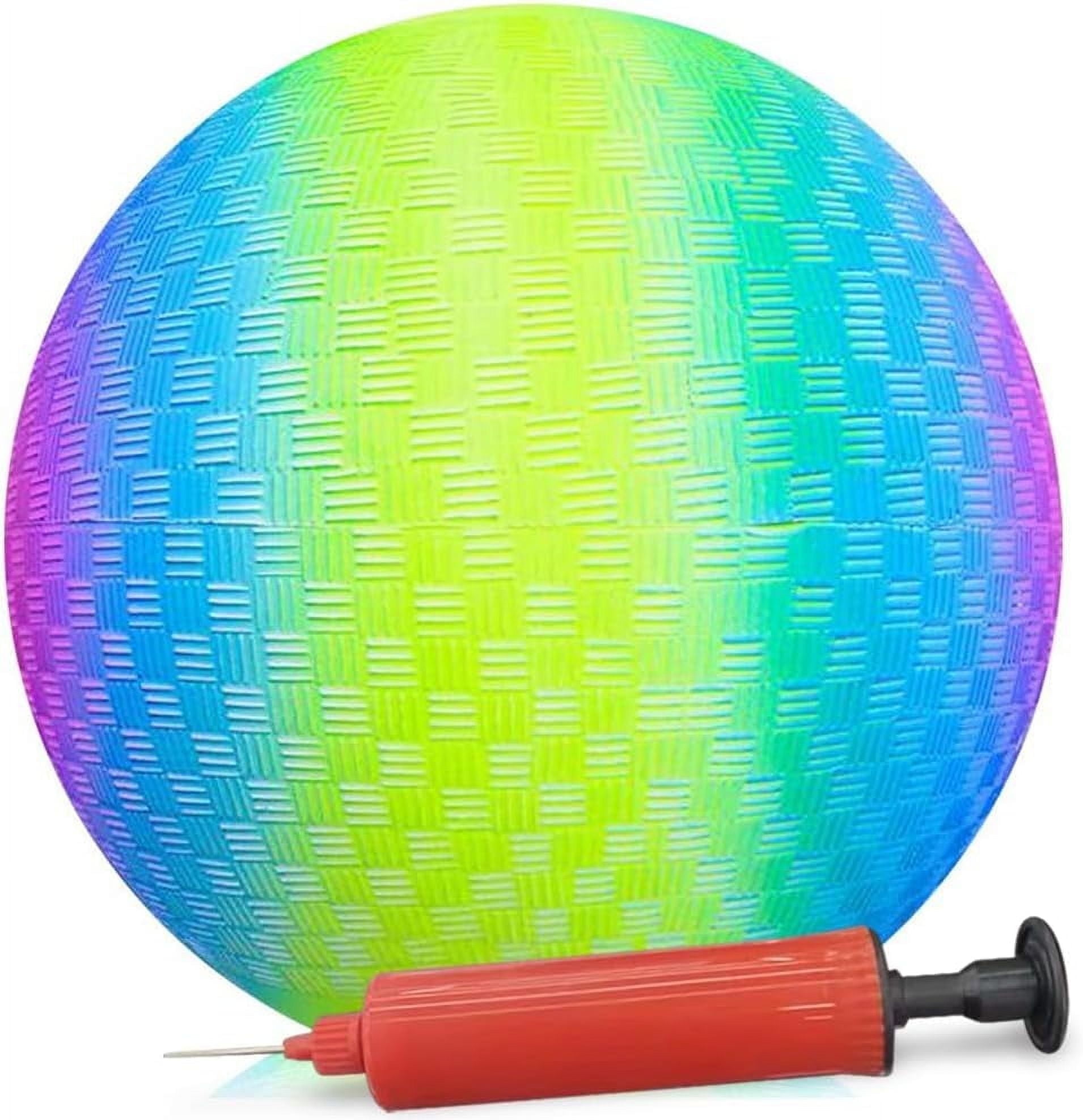 ArtCreativity 9-Inch Rainbow Rubber Kickball for Outdoor Play