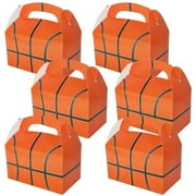 ArtCreativity Basketball Treat Boxes for Kids – pack of 12 Orange Sports-Themed Party Favor Boxes with Handles for Candy, Cookies, and Gifts