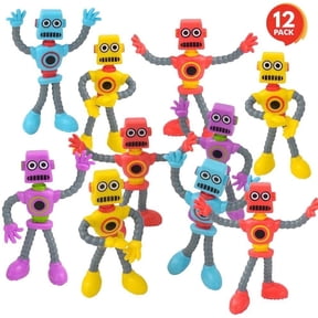 ArtCreativity Bendable Robot Figures Toy Set of 12 Character Group Robots for Kids Ages 3+ Birthday Party Favors for Boys and Girls