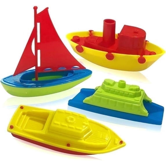 ArtCreativity Plastic Toy Boat Set  4-Pack Toy Boats for Bath & Pool, Outdoor Water Play Summer Fun Toy Boats for Toddlers & Kids Ages 3+