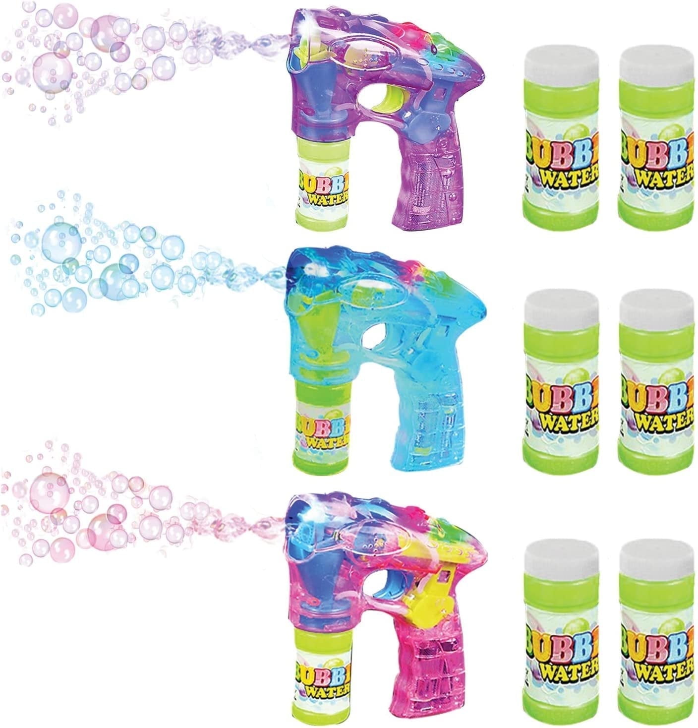 ArtCreativity Bubble Blaster Toy Set of 3 – Light-Up Bubble Guns with Sound Effects, Includes Bubble Solution, Fun Indoor/Outdoor Toy for Kids