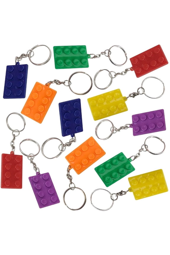 12-Piece Building Block Keychain Set for Kids Ages 3+ – Colorful Brick Keychains for Backpacks, Purses, Luggage, Party Favors