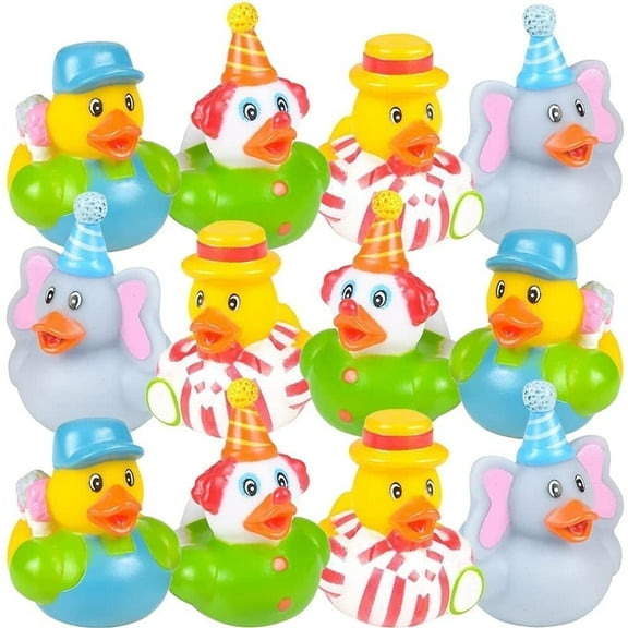 ArtCreativity Carnival Rubber Duckies 12 pack, Floating Bath and Pool Toys for Toddlers and Kids, Baby Shower Favors, Party Prizes, Water Play Gifts