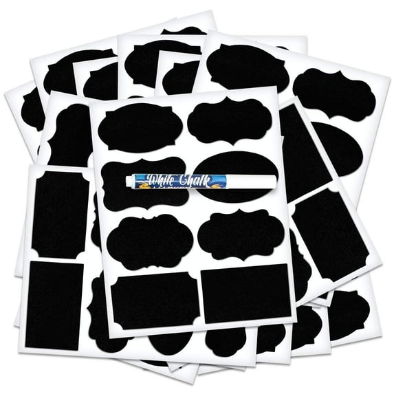 ArtCreativity Chalkboard Labels with Liquid Chalk Marker for Crafts, Home Organization, Jars, Buckets – 120 Pieces, Kids and Adults