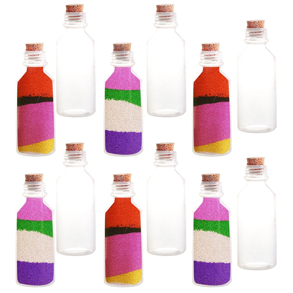 ArtCreativity Clear Plastic Sand Art Bottles with Corks Pack of 12 for Kids Fun Play