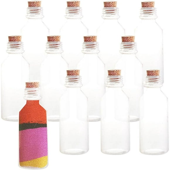 ArtCreativity 12-pack Clear Plastic Sand Art Bottles with Corks for Kids Ages 3+ – DIY Crafts, Party Favors, 2oz Bottles, Fun Sand Art Projects