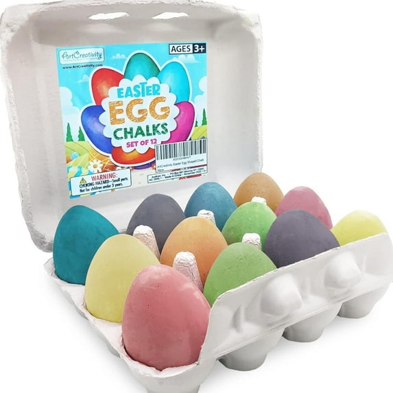 ArtCreativity 12-pack Easter Egg Sidewalk Chalk for Kids Ages 3+ – Washable, Non-Toxic, Boys & Girls, Perfect Easter Basket Stuffers & Party Favors