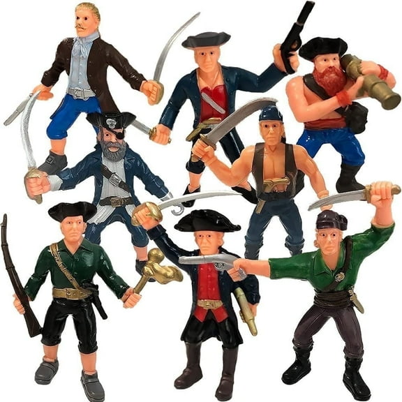 ArtCreativity Pirate Action Figures Playset – 8-Piece 3.5" Pirates with Swords & Guns – Non-Toxic Toys for Kids Ages 3+ Boys & Girls