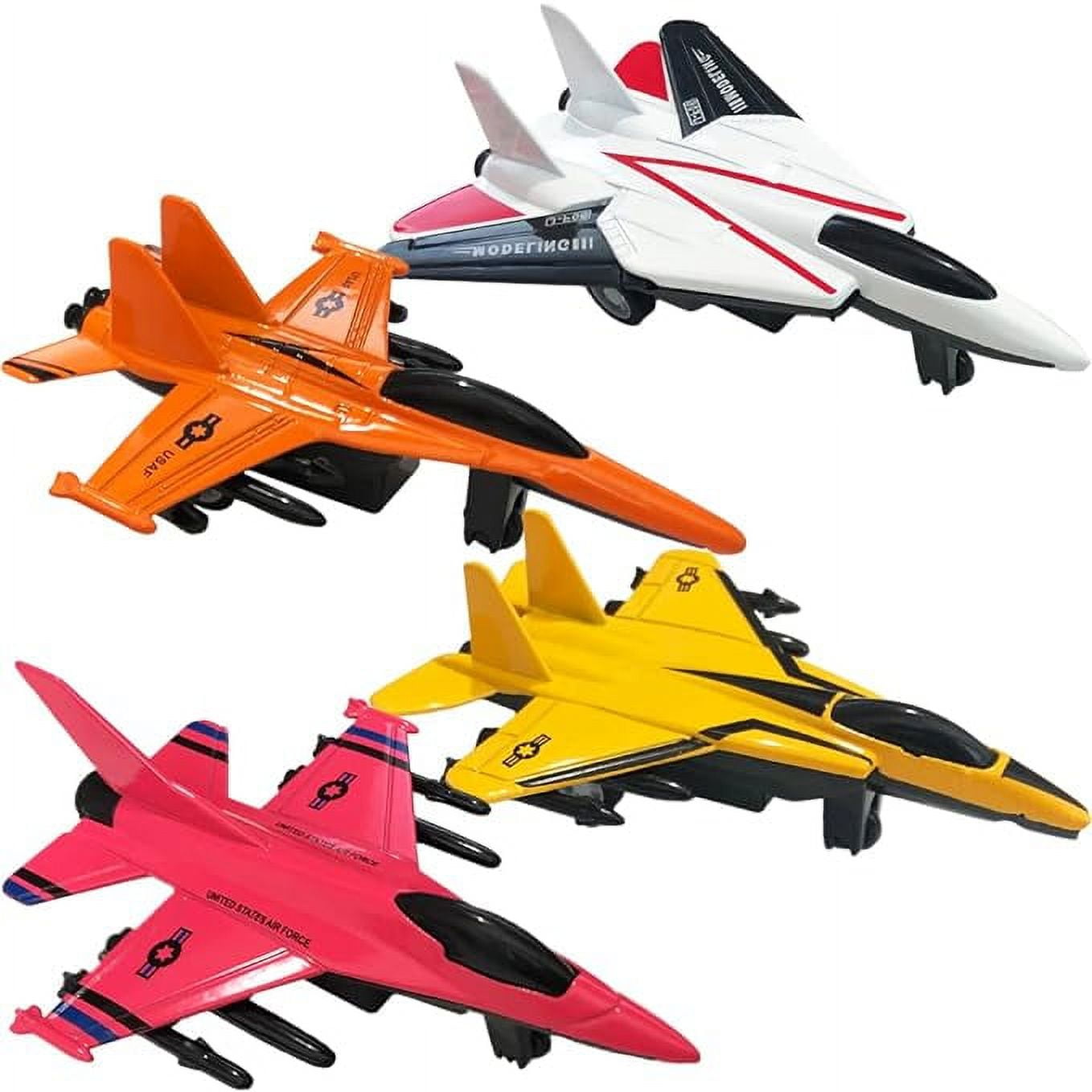 ArtCreativity Diecast Fighter Jet Toys, Set Of 4, Military Airplane Toys Kids Pullback Action Colorful Air Force Great Birthday Gift Army Party Favors Roo