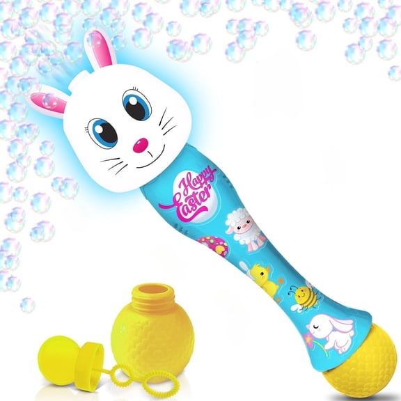 ArtCreativity 14" Light-Up Bunny Bubble Wand  Automatic Bubble Maker with LED & Music, Fun Basket Stuffer Toy for Kids Ages 3+