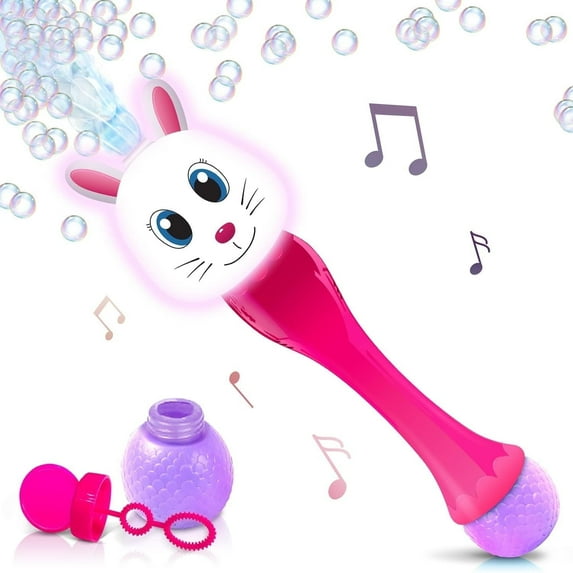 ArtCreativity Easter Bunny Light-Up Bubble Wand - Lights Up, Fun Bubble Toy with Sounds