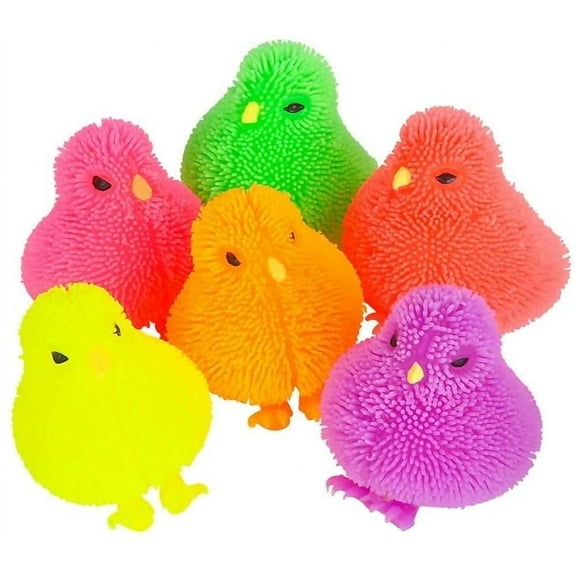 ArtCreativity 3" Chicken Puffer Toys, 12-pack Soft Rubber Sensory Stress Toys – Easter Egg Stuffers, Egg Hunt Party Favors for Kids