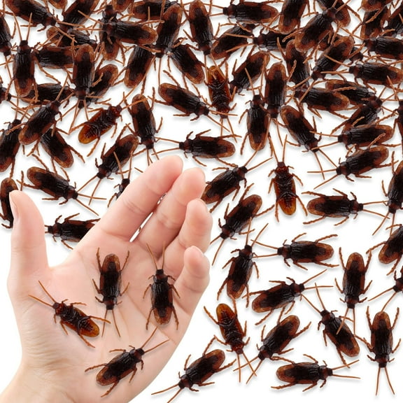 ArtCreativity 100-pack Fake Cockroach Toys – Realistic Plastic Prank Roaches with Bendable Legs & Antennae, Collectible, Halloween, Props, Gags
