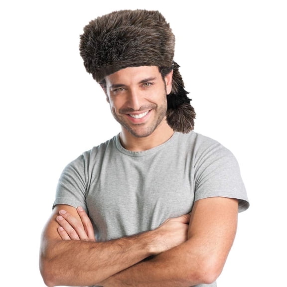 ArtCreativity Unisex Brown Faux Fur Animal Costume Hat with Attached Tail, Soft Plush Dress Up Accessory for Kids and Adults