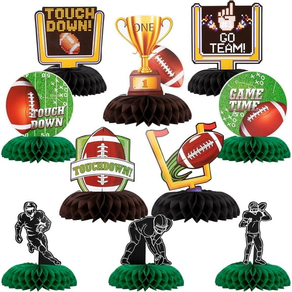 ArtCreativity Football Party Centerpieces, Set of 10 Paper Table Decorations, Sports Theme Supplies for Super Bowl, Tailgate, Game Day Events