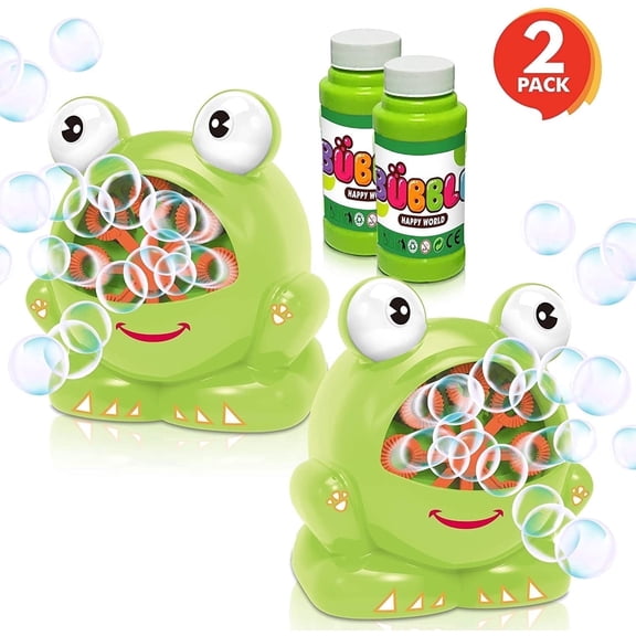 ArtCreativity Frog Bubble Machine 2-pack for Kids Ages 3+ Outdoor Play, Requires 4 AA Batteries (Not Included), Includes Bubble Solution