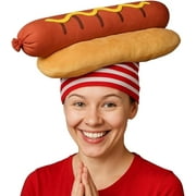ArtCreativity Funny Hot Dog Hat – Plush Hotdog Costume Hat for Kids & Adults Ages 3+, Gag Party Hat & Birthday Party Hat