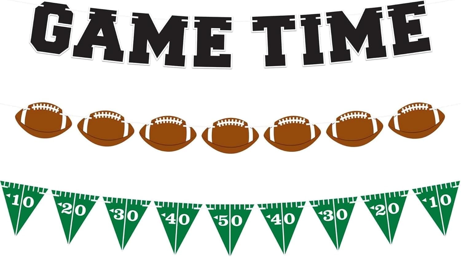 ArtCreativity Game Time Football Banner Decoration Set 3 Customizable Red, White, and Blue Pennant Flags for Tailgate, Sports Parties, Super Bowl