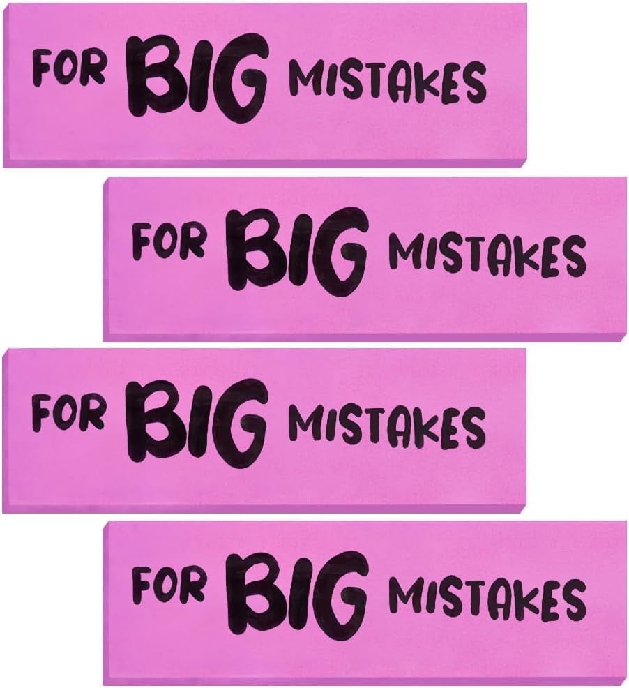ArtCreativity Novelty Pink Pencil Erasers, 4-Pack