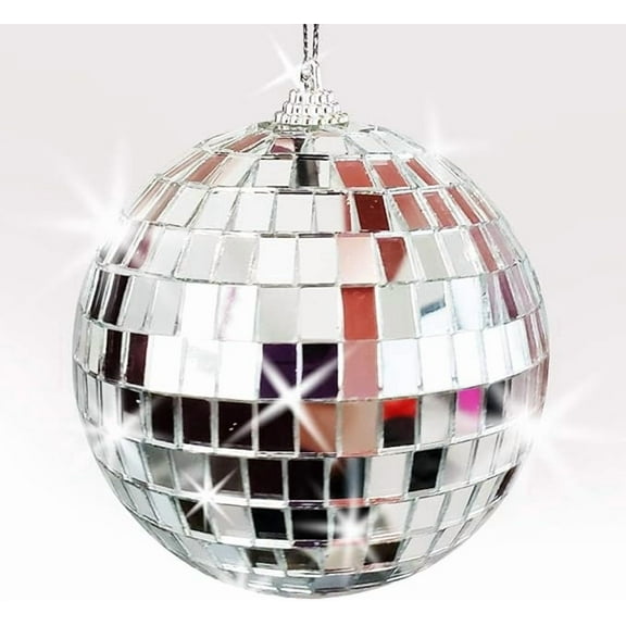 ArtCreativity Mirror Silver Disco Ball, Glass Party Decoration, 4-inch Hanging, for Kids, Teens, Adults, Birthdays, Weddings, Events