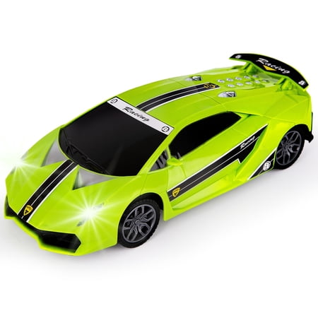 ArtCreativity Green Racer Toy Car with Lights and Sounds, Light-Up Push n Go Racer Car for Kids, LED Headlights and Engine Sound, Best Birthday Gift for Boys, Girls, Toddlers Ages 3+