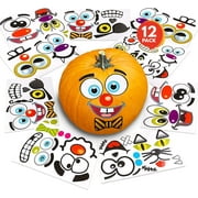 ArtCreativity Halloween Pumpkin Decorating Stickers - 12 Large Sheets - Jack-o-Lantern Decoration Kit - 26 Total Face Stickers - Cute Halloween Decor Idea - Treats, Gifts, and Crafts for Kids- 6" x 9"