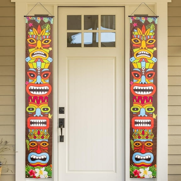 ArtCreativity Hawaiian Luau Party Decorations – Set of 2 Tiki Banners – 6 x 1 Ft Tropical Party Decor for Indoor & Outdoor