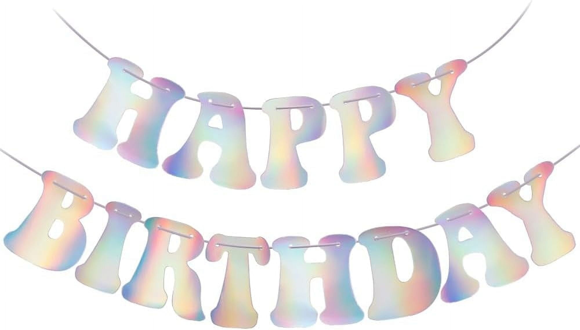 ArtCreativity Iridescent Happy Birthday Banner, Disco Unicorn Party Decorations, 2 Strings, Photo Backdrop Garland, Multicolor