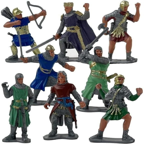 ArtCreativity 16-piece Knight Action Figures Set for Kids 2.5 Free-Standing Figurines, Birthday Party Favors, Cake Toppers, Pretend Play