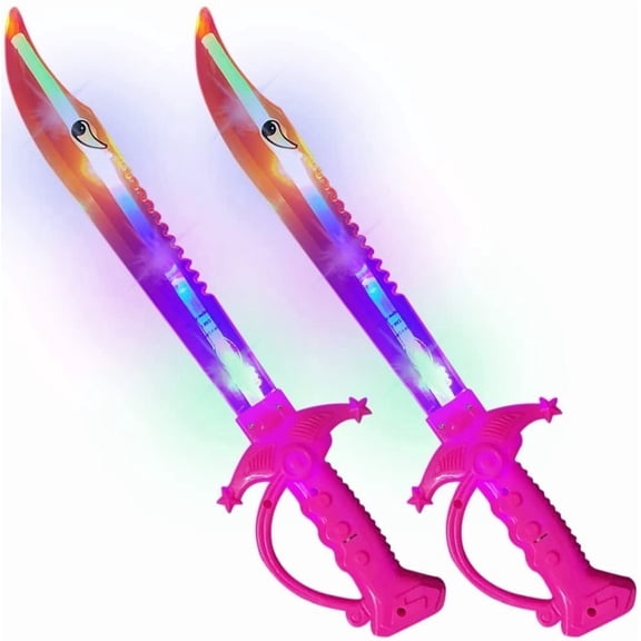 ArtCreativity Pink LED Shark Sword Set 215 LightUp Toy Swords with Flashing LEDs for Boys & Girls Ages 3+