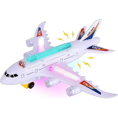 ArtCreativity Light-Up Airplane Toy with Sounds – LED Toy Airplane with Takeoff Sounds & Rolling Wheels for Toddlers & Kids Ages 3+
