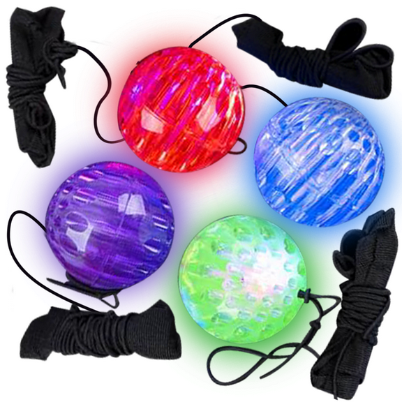ArtCreativity 4pack LED Light-Up Orbit Wrist Balls  Space Theme Flashing Glow Spinning Wristband Toys Party Favors for Boys & Girls Ages 3-12