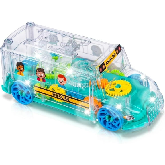 ArtCreativity School Bus Toy Vehicle – Light-up Bump & Go Play Bus with LED Lights, Music, Cartoon Vehicle for Kids Ages 3+