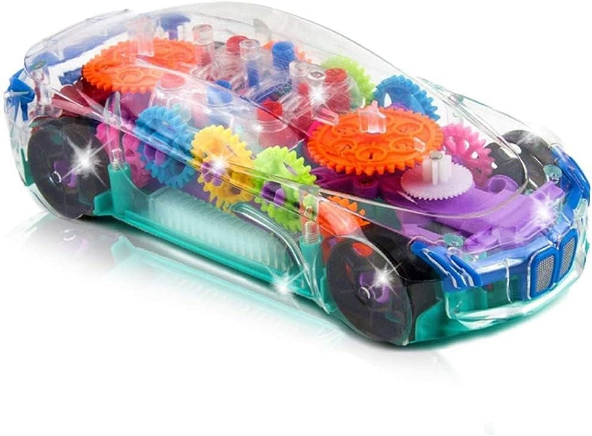 ArtCreativity Light Up Transparent Sensory Car Toy Bump and Go Car with Moving Gears Music and LED Effects Fun Educational Toy for Kids Walmart