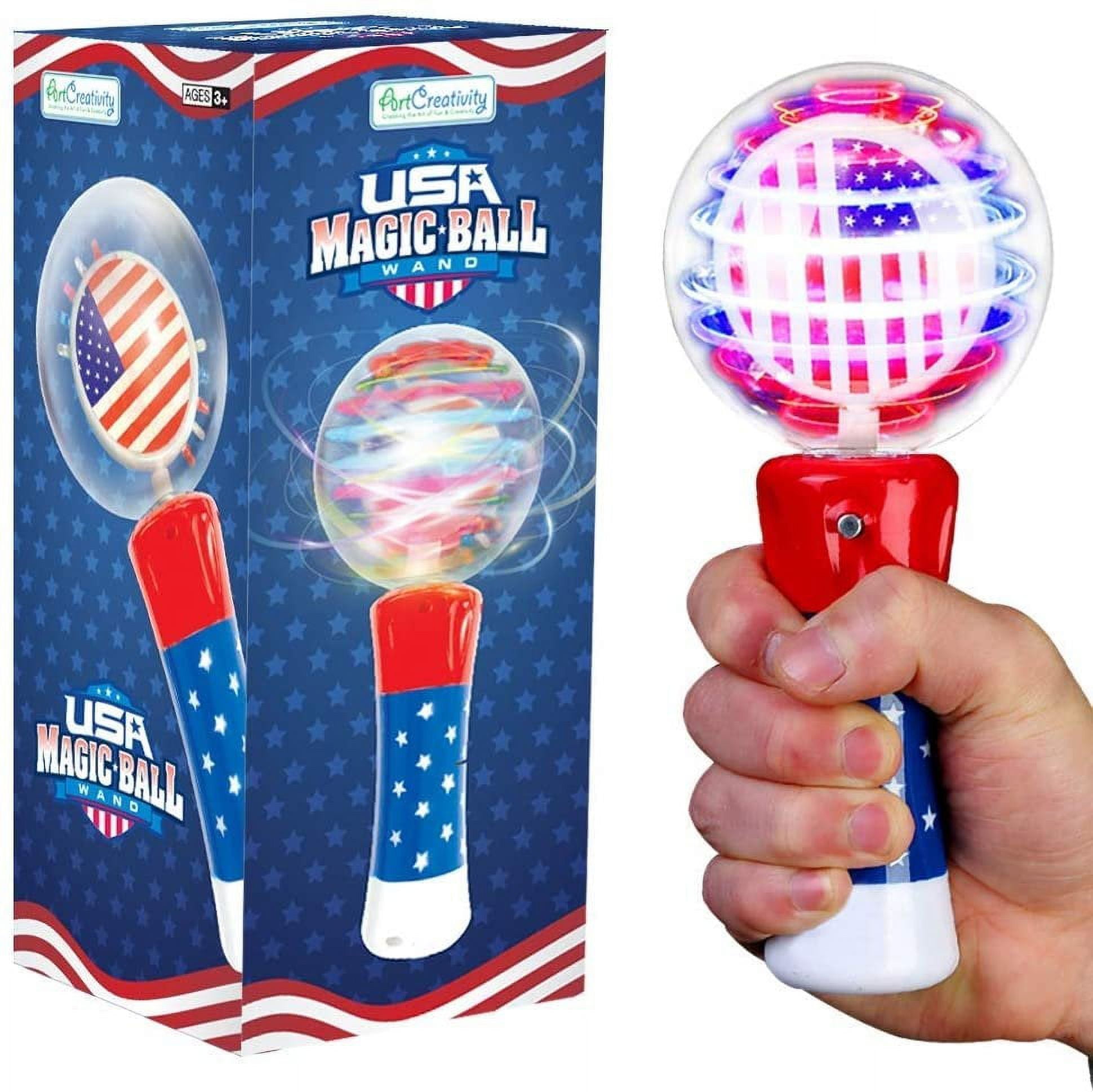 ArtCreativity Light up Patriotic Magic Ball Toy Wand for Kids Flashing