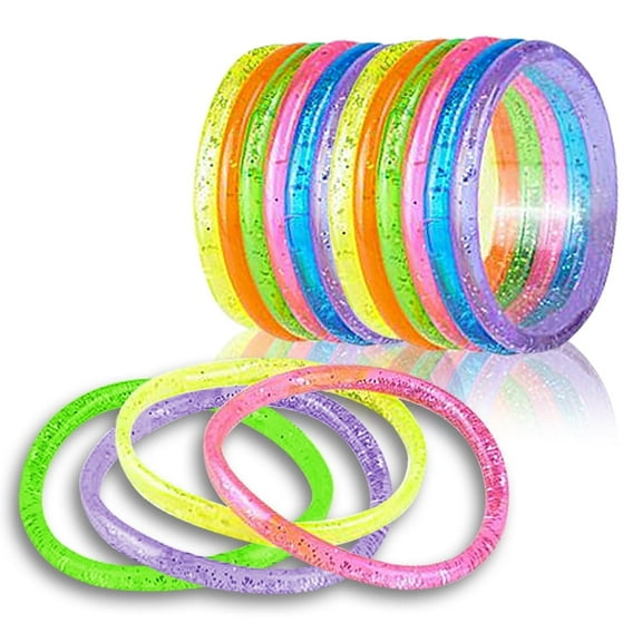 ArtCreativity Liquid Glitter Bracelets for Kids  Pack of 12, Flexible Neon Wristbands, Fun Party Favors, Sensory Toys, Goodie Bag Fillers